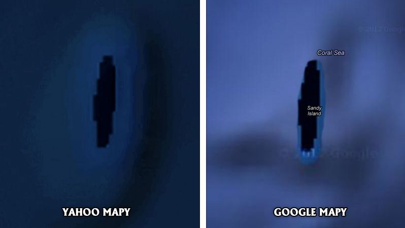 Srovnání map od Yahoo a Googlu