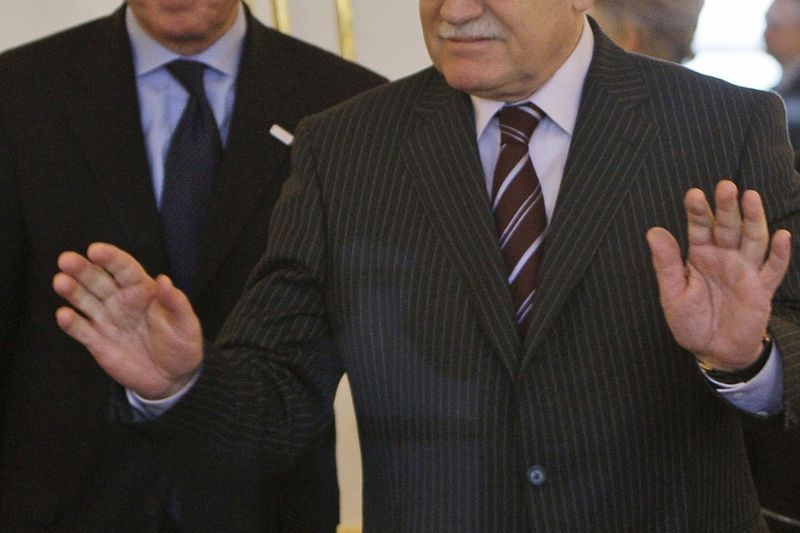 Prezident České republiky Václav Klaus s předsedou Evropského parlamentu Hansem-Gertem Pötteringem