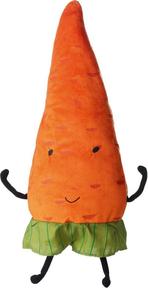 Torva, plyšová hračka oranžová mrkev, (179 Kč) dokáže děti povzbudit, utěšit je a také je poslouchat. Navíc je testována z hlediska bezpečnosti. 