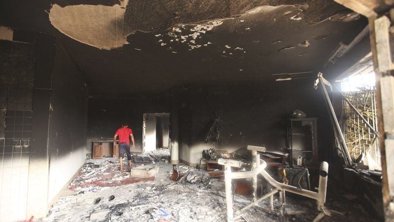 Interiér amerického konzulátu v Benghází po útoku