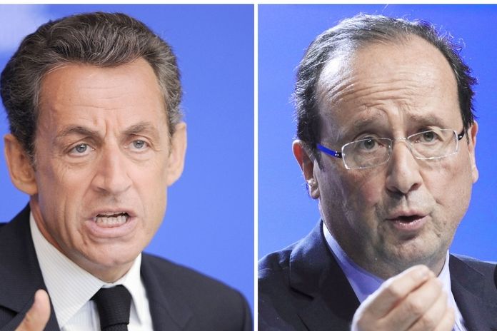 Nicolas Sarkozy (vlevo) a Francois Hollande