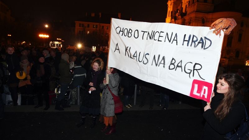 Demonstrace na podporu projektu Jana Kaplického