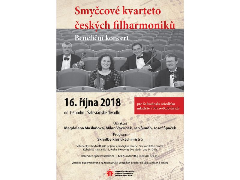 Plakát k benefici Smyčcového kvarteta českých filharmoniků
