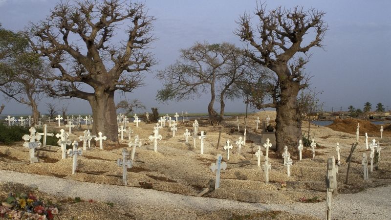 Křesťanský hřbitov v Senegalu. Ilustrační foto