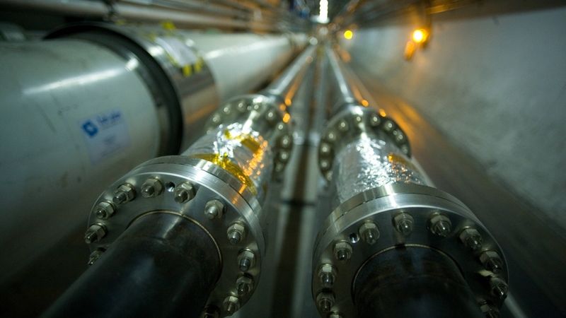 Podzemní část obřího urychlovače částic LHC