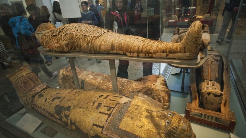 Egyptské mumie v londýnském muzeu. Ilustrační foto