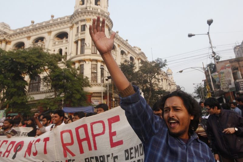 Demonstrace na podporu obětí znásilnění v Kalkatě