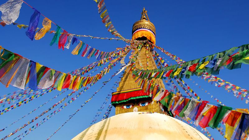 Modlitební vlaječky jsou jedním ze symbolů Nepálu