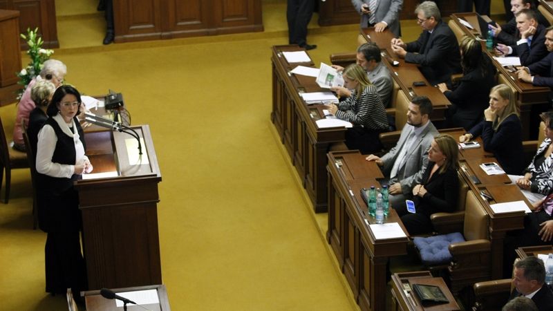 Hlasování o rozpuštění Poslanecké sněmovny. Miroslava Němcová (ODS) při své závěrečné řeči.