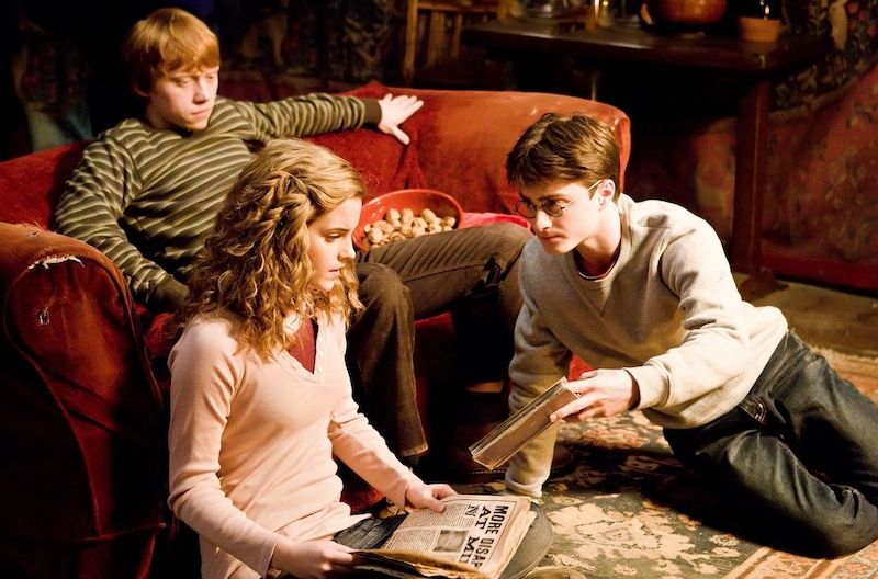 Rupert Grint, Daniel Radcliffe a Emma v Harrym Potterovi a Princi dvojí krve (2009)