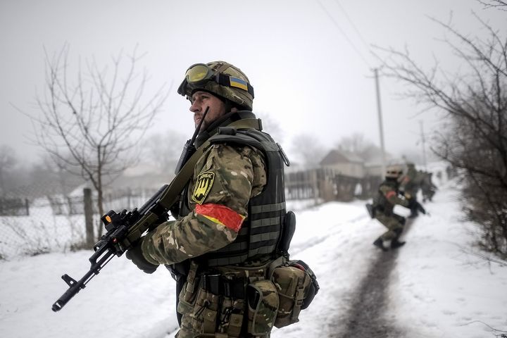 Ukrajinští vojáci na stráži
