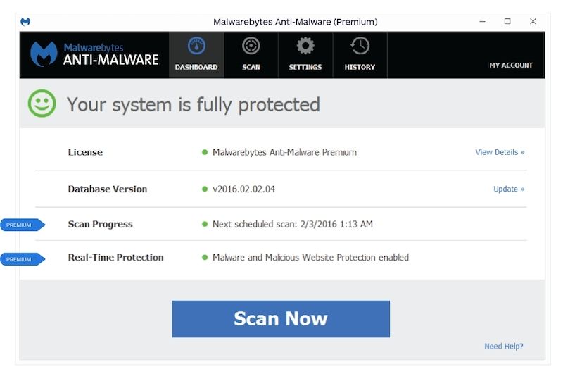 Škodlivý kód se vydával za antivirové řešení od společnosti Malwarebytes. Na snímku je originální program.