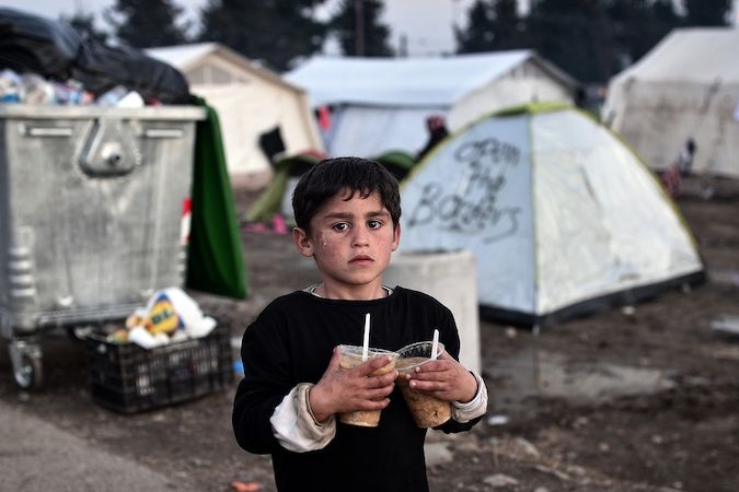 Z uprchlického tábora na řecko-makedonských hranicích, březen 2016
