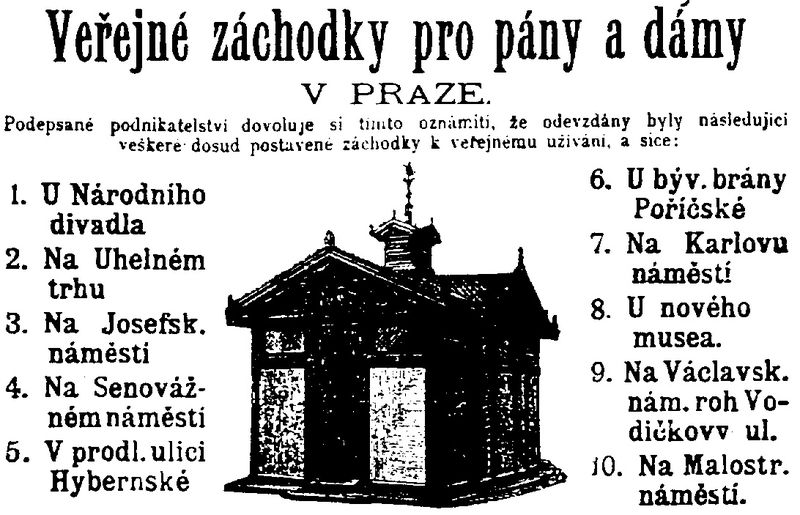 Pražský veřejný záchodek z konce 19. století, jaký provozovala paní Marie Procházková.