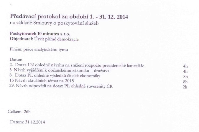 Protokol o službách za prosinec 2014