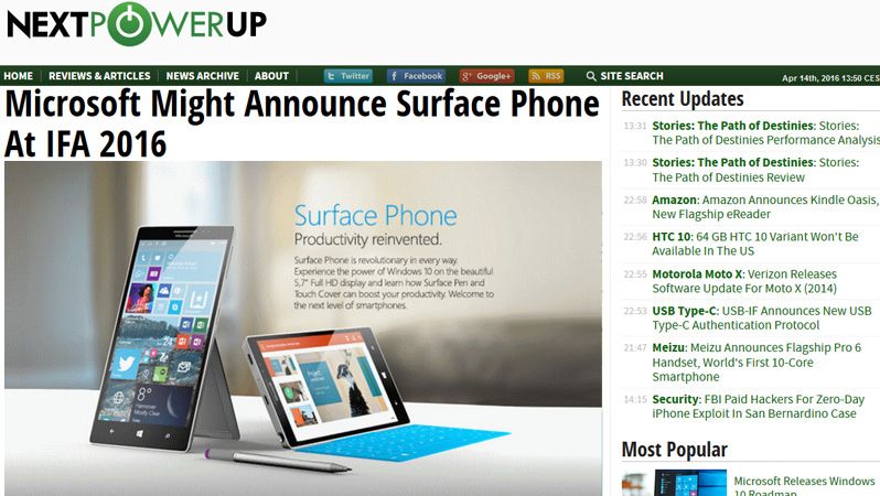 Chytré telefony Surface Phone by mohly vypadat takto.