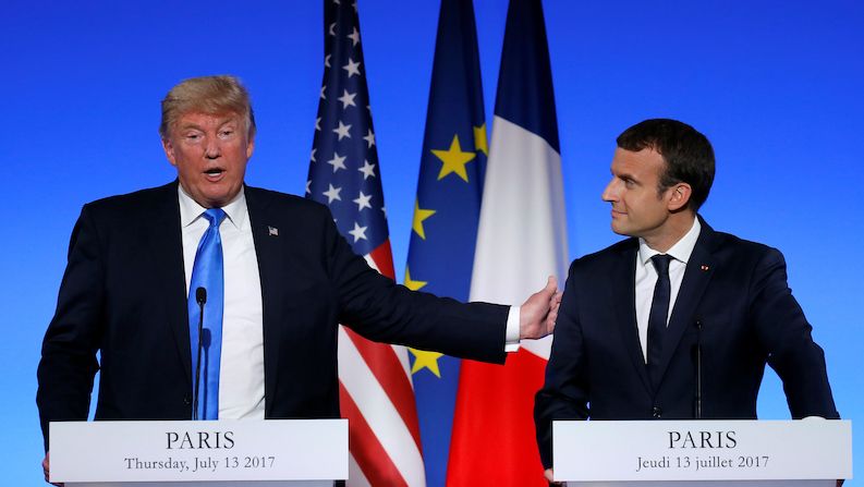 Prezidenti USA a Francie Donald Trump a Emmanuel Macron v Paříži