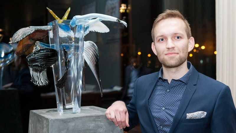 Jakub Hoffmann na vyhlášení výsledků soutěže mladých architektů Inspireli Awards