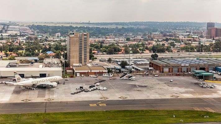 Nákladová část letiště v Johannesburgu