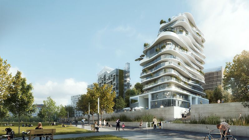 Nový rezidenční dům, který začínají stavět v Paříži, bude vypadat jako hromada na sebe naskládaných oblázků.