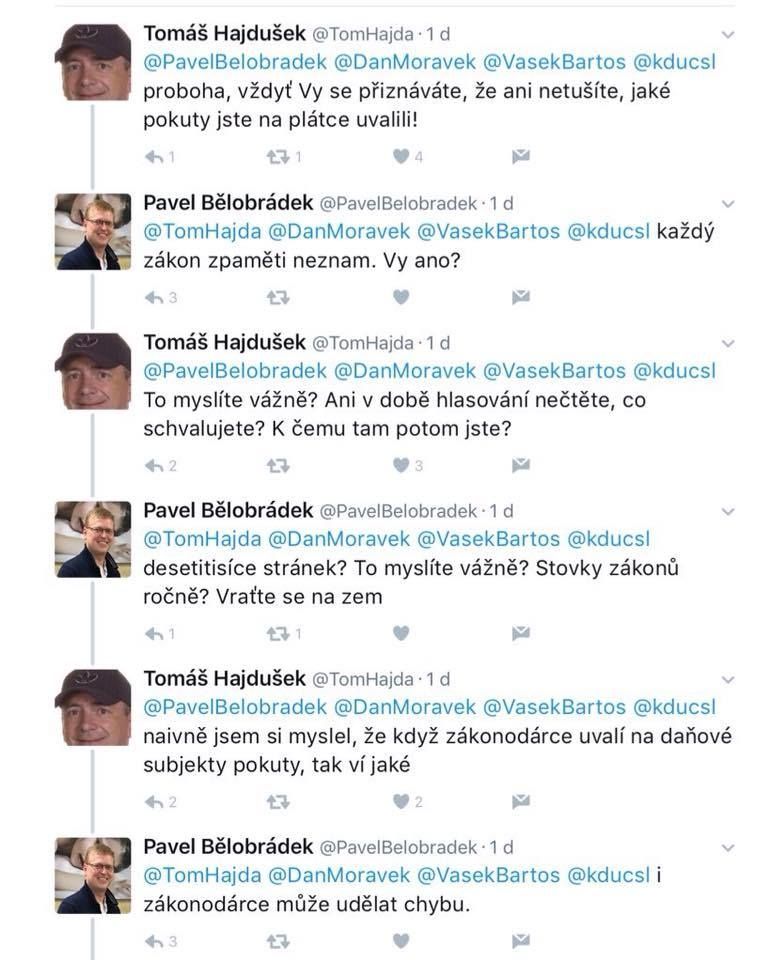 Předsedu KDU-ČSL Pavla Bělobrádka z neznalosti usvědčil jeho vlastní twitterový účet.