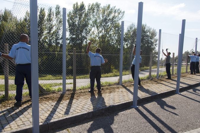 Výstavba bariéry na maďarsko-chorvatské hranici u obce Letenye
