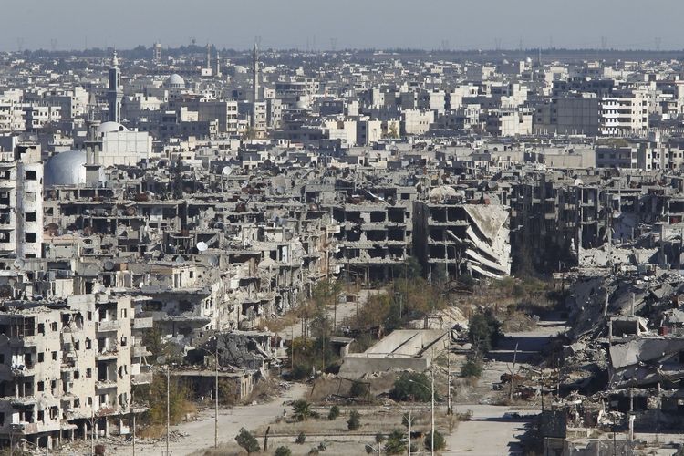 Zničené město Homs v Sýrii