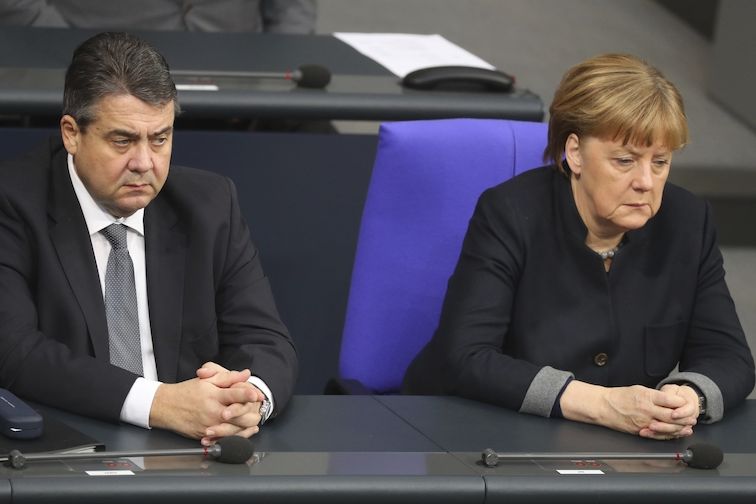 Německá kancléřka Angela Merkelová s vicekancléřem Sigmarem Gabrielem