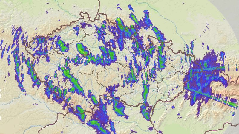 Radarový snímek srážek v 10:30