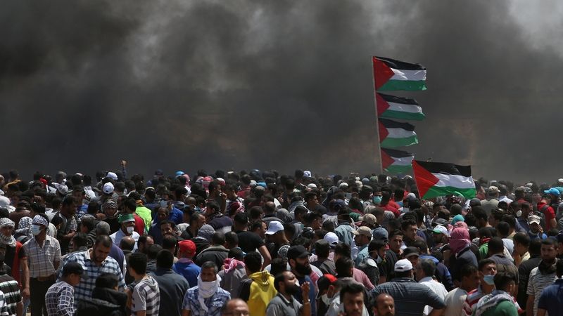 Palestinský protest proti přestěhování amerického velvyslanectví 