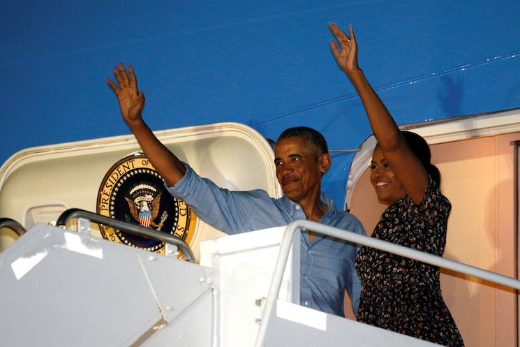 Dosluhující prezident USA Barack Obama s manželkou Michelle
