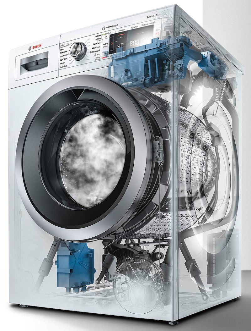 Nová pračka Bosch Serie 8 s technologií ActiveOxygen odstraní až 99,99 % bakterií a mikroorganismů i při nízkých teplotách praní, osvěží prádlo bez praní, cena 25 590 Kč.