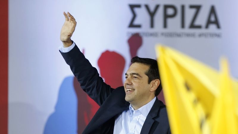Alexis Tsipras zdraví své příznivce 