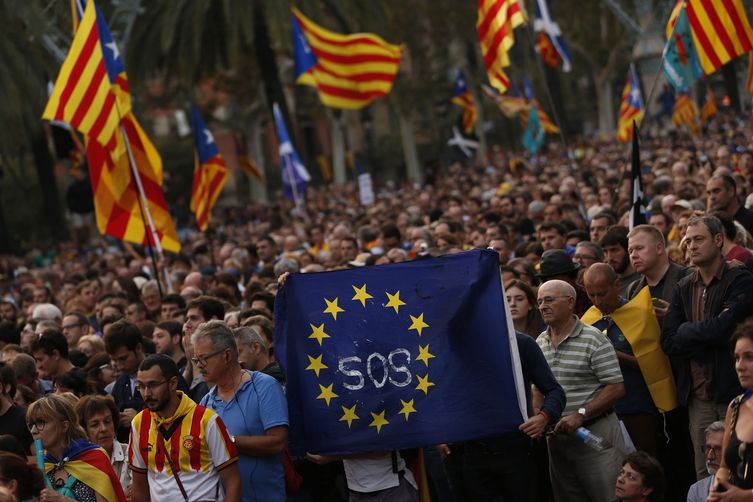 Demonstrace příznivců nezávislosti Katalánska v Barceloně