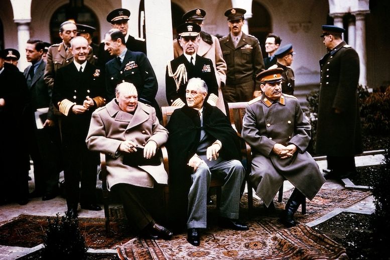 Hlavní aktéři schůzky na Krymu: zleva Winston S. Churchill, Franklin D. Roosevelt a Josif V. Stalin