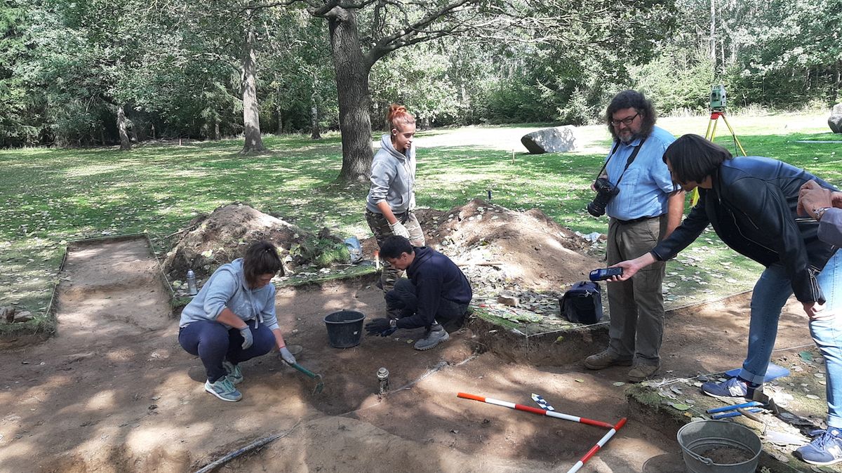 Archeologové u pohřebiště bývalého pracovního tábora pro Romy v Letech u Písku.