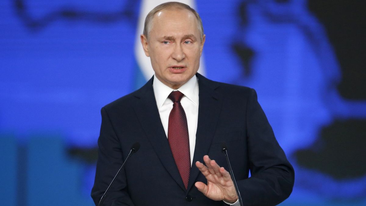 Vladimir Putin při projevu o stavu země.