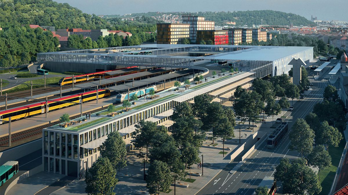 Možná budoucí podoba smíchovského nádraží včetně nového autobusového terminálu