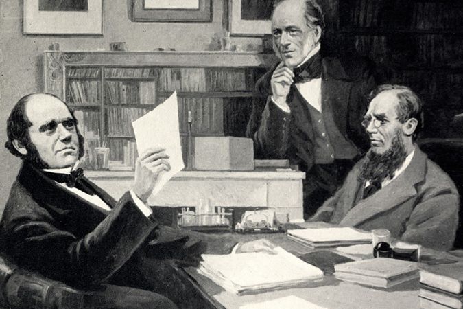 Charles Darwin (vlevo) na lodi Beagle