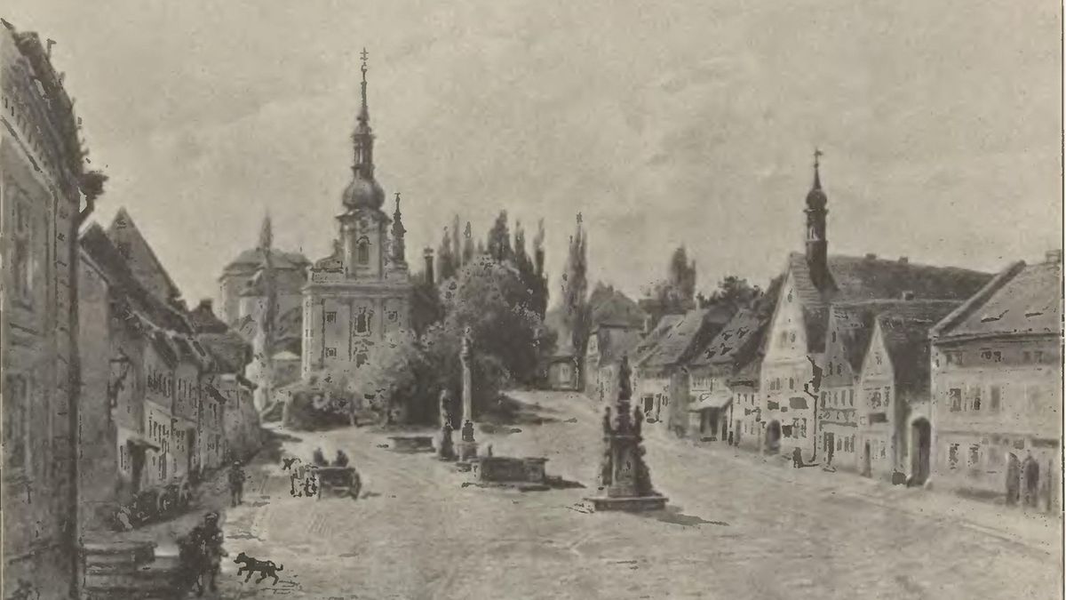 Náměstí v Doupově podle A. Lewého (1896)