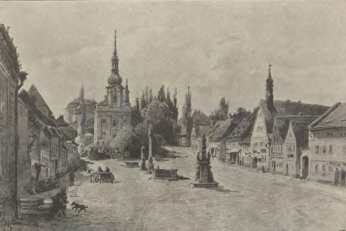 Náměstí v Doupově podle A. Lewého (1896)