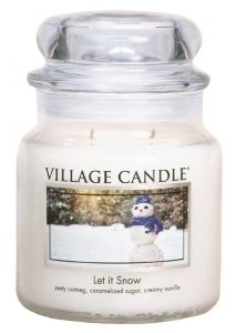 Village Candle vonná svíčka ve skle, Sněhová Nadílka - Let It Snow, 16 oz Premium - vonná svíčka se dvěma knoty ve skleněné dóze s víčkem se sváteční vůní muškátového oříšku, karamelizovaného cukru a krémové vanilky, Domdeco 473 Kč.
