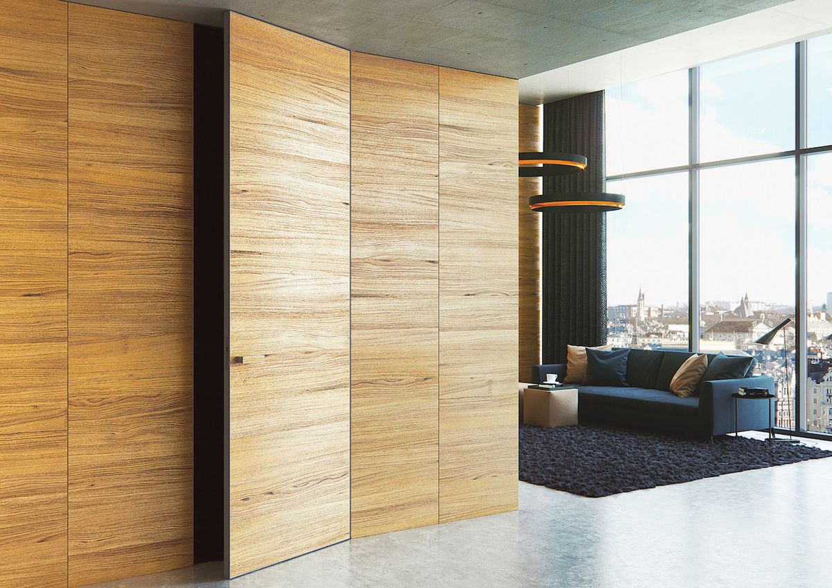 Na povrchu dveří Master Door lze díky moderní hliníkové konstrukci libovolně horizontálně i vertikálně kombinovat přírodní dýhu s dalšími materiály. Cílem je vytvořit jednotný styl.