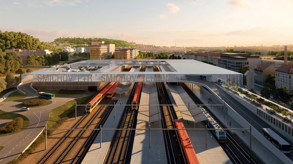Možná budoucí podoba smíchovského nádraží včetně nového autobusového terminálu
