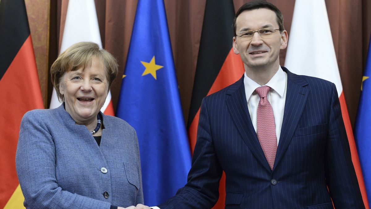 Německá kancléřka Angela Merkelová a polský premiér  Mateusz Morawiecki 