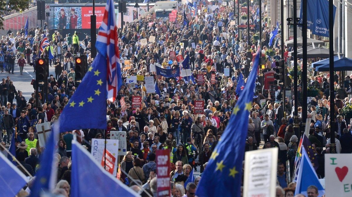Britové se v Londýně domáhají referenda o dohodě o brexitu.