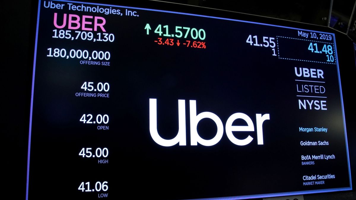 Hodnota akcií Uberu na konci pátečního obchodování 
