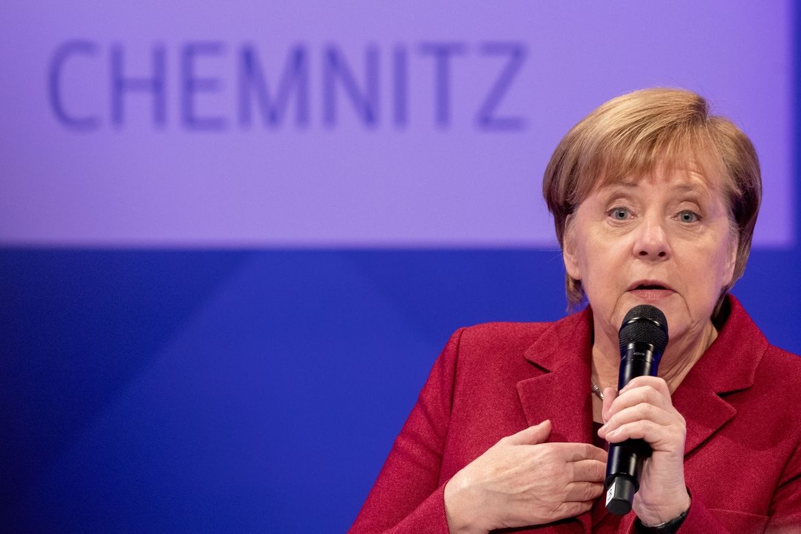 Kancleřka Angela Merkelová v Chemnitzu