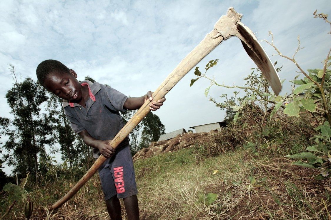 Chlapec ze zemědělské oblasti Gulu v Ugandě.