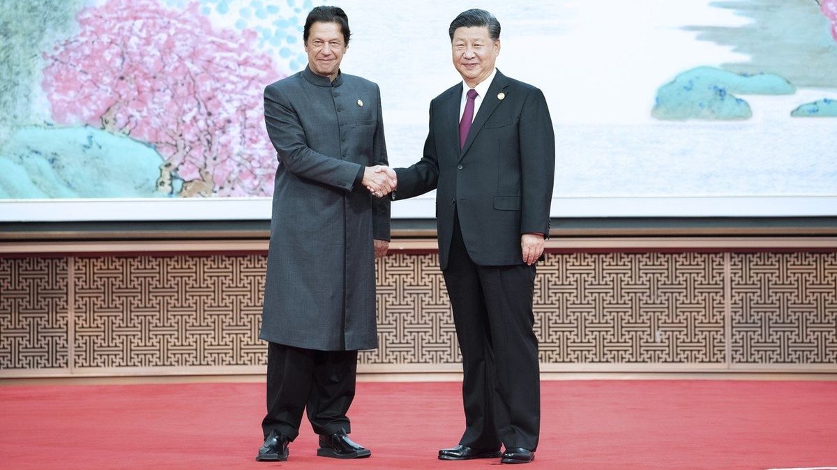 Pákistánský premiér Imran Chán na setkání s čínským prezidentem
